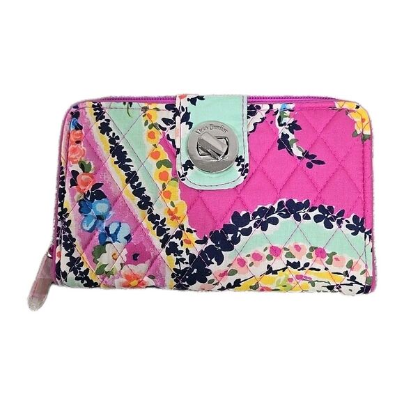 Vera Bradley RFID Turnlock Wallet Wildflower Paisley Print Multi-Color NWT - Picture 2 of 7